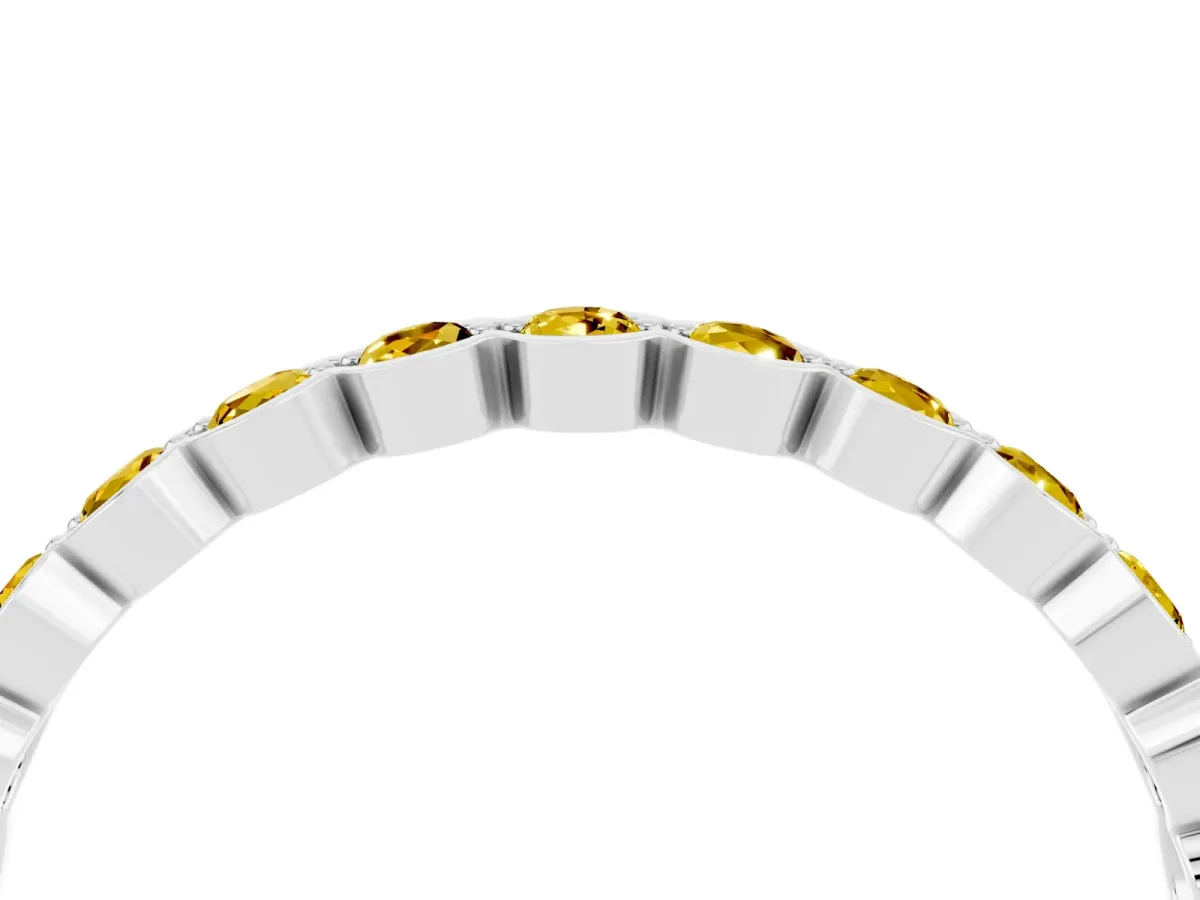 Round Yellow Sapphire Bezel Set Eternity Band Platinum