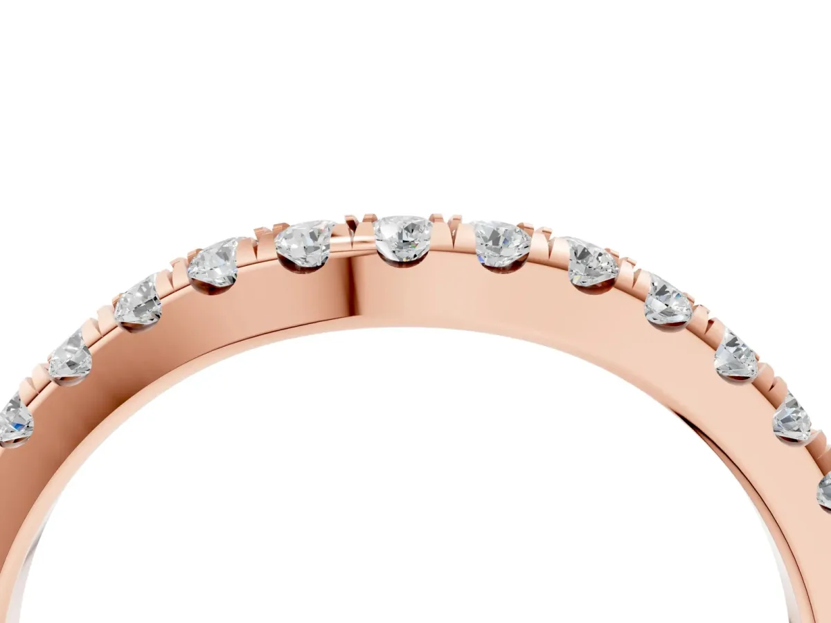 Round Diamond Pavé Curved Eternity Band with Shared Prong Setting Rose gold