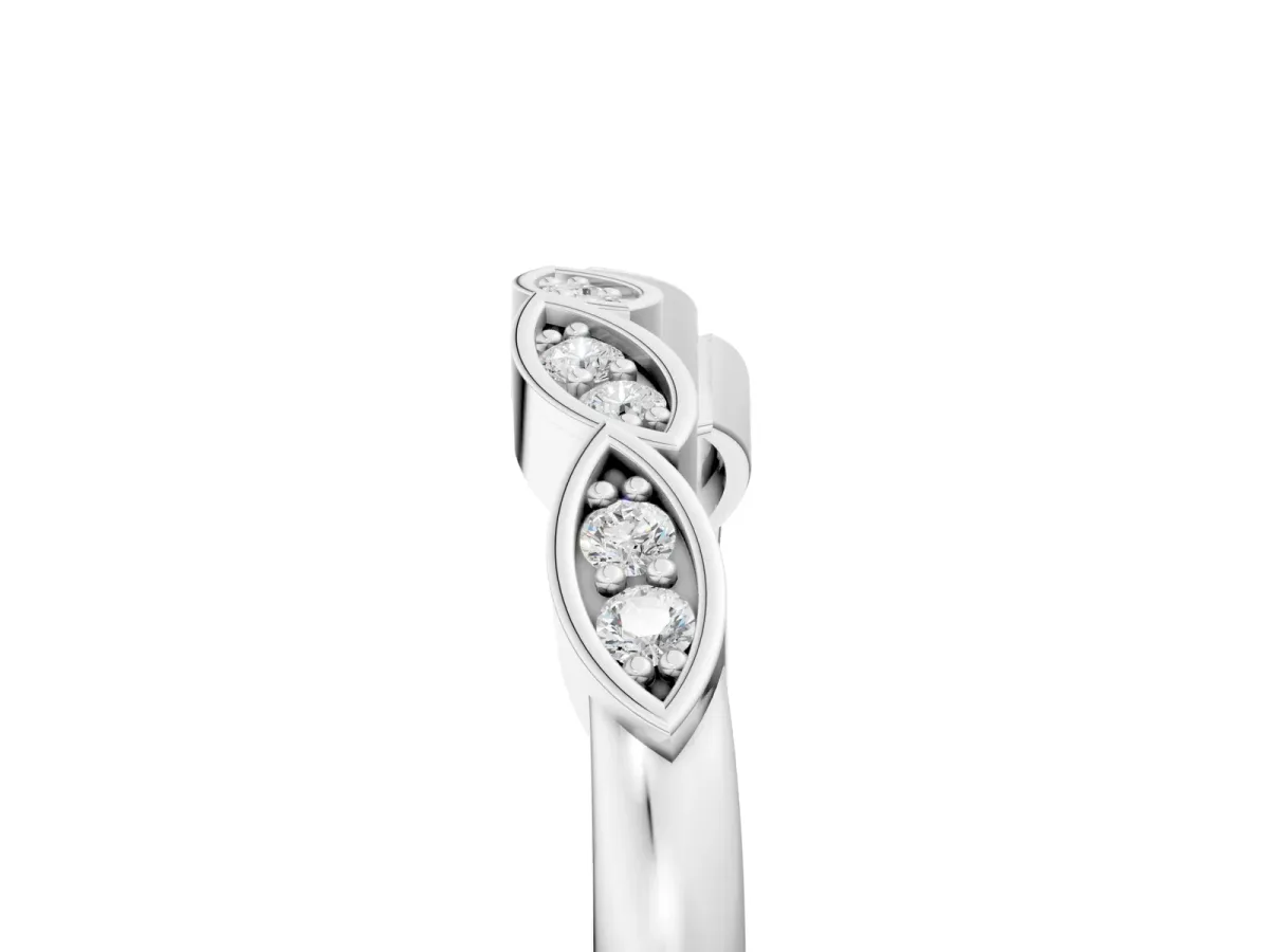 Marquise Diamond Leaf Eternity Band with Bezel Setting Silver