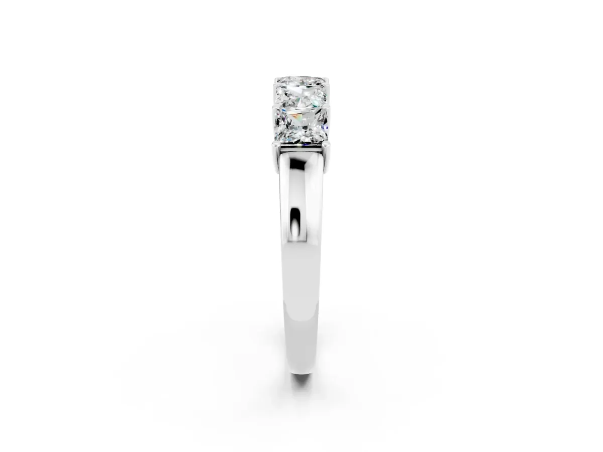 Princess Cut Five-Stone Moissanite Band with Prong Setting Platinum