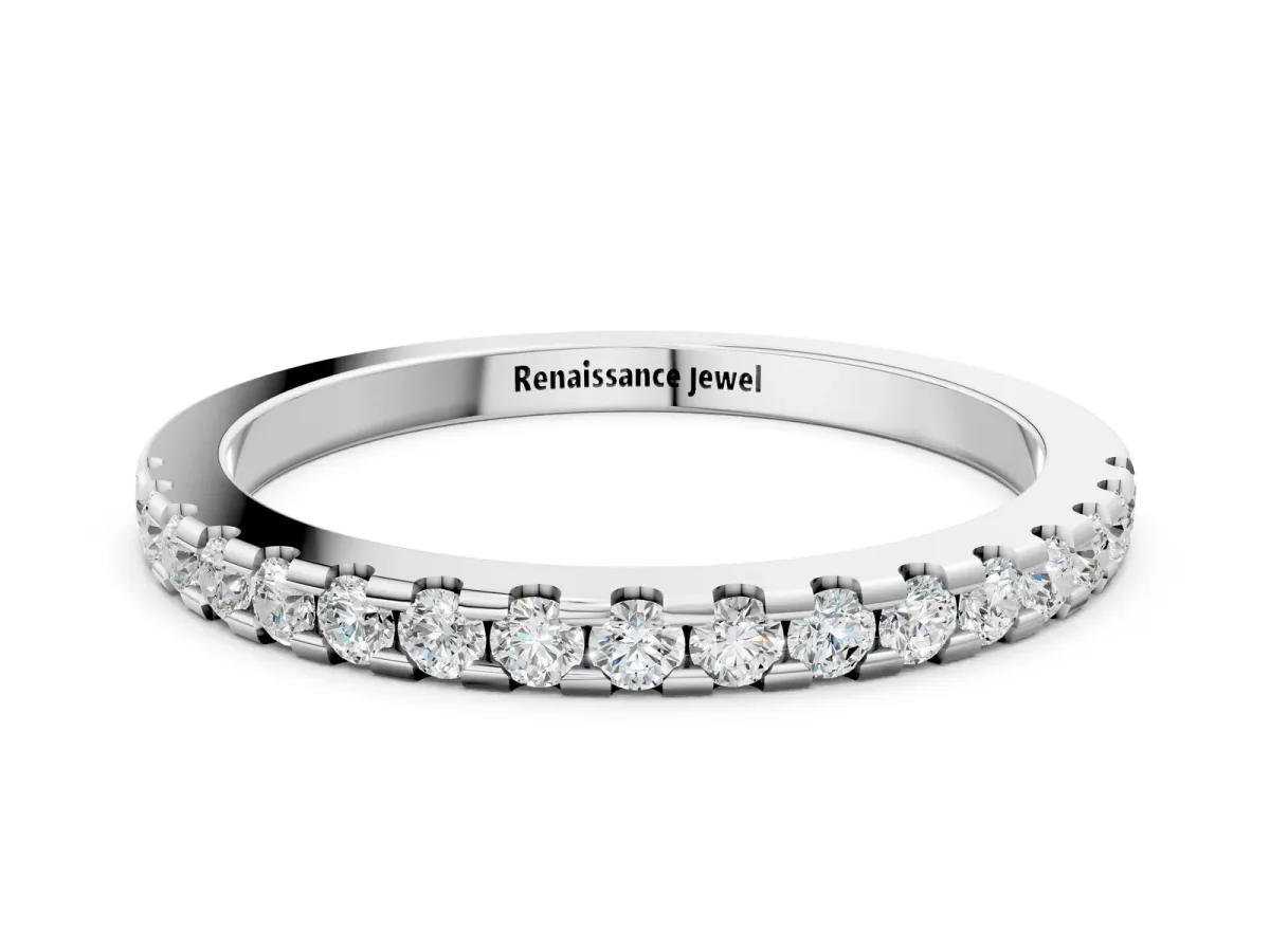 Round Diamond Pavé Set Eternity Band with Micro Prong Setting Silver