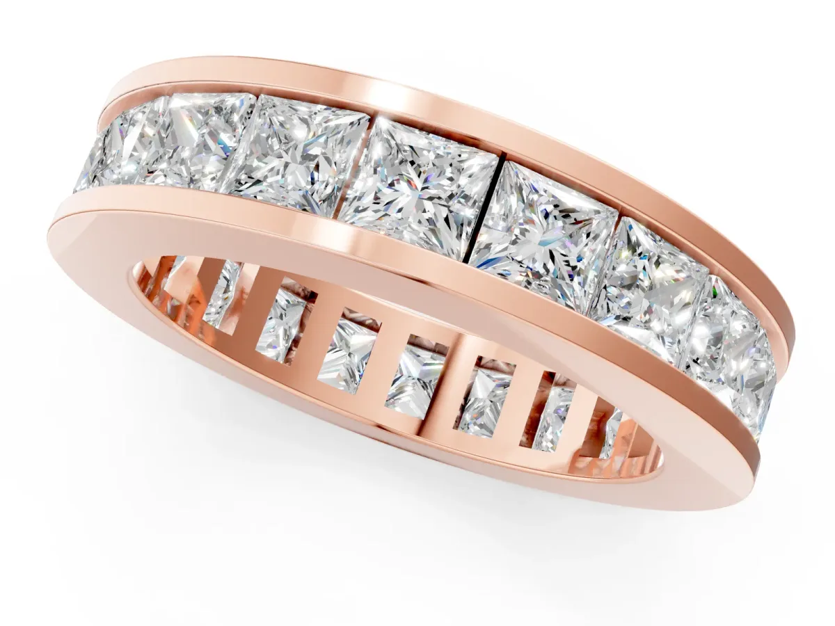 Princess Cut Eternity Band with Channel Set Rose gold