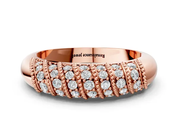 Channel Set Round Diamond Dome Band Rose gold
