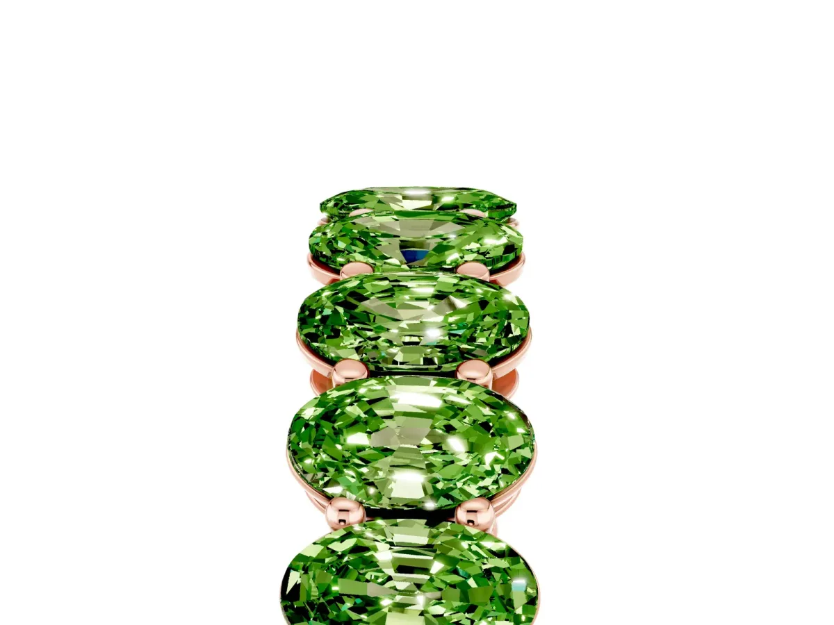 Oval Cut Peridot Eternity Band with Shared Prong Setting Rose gold