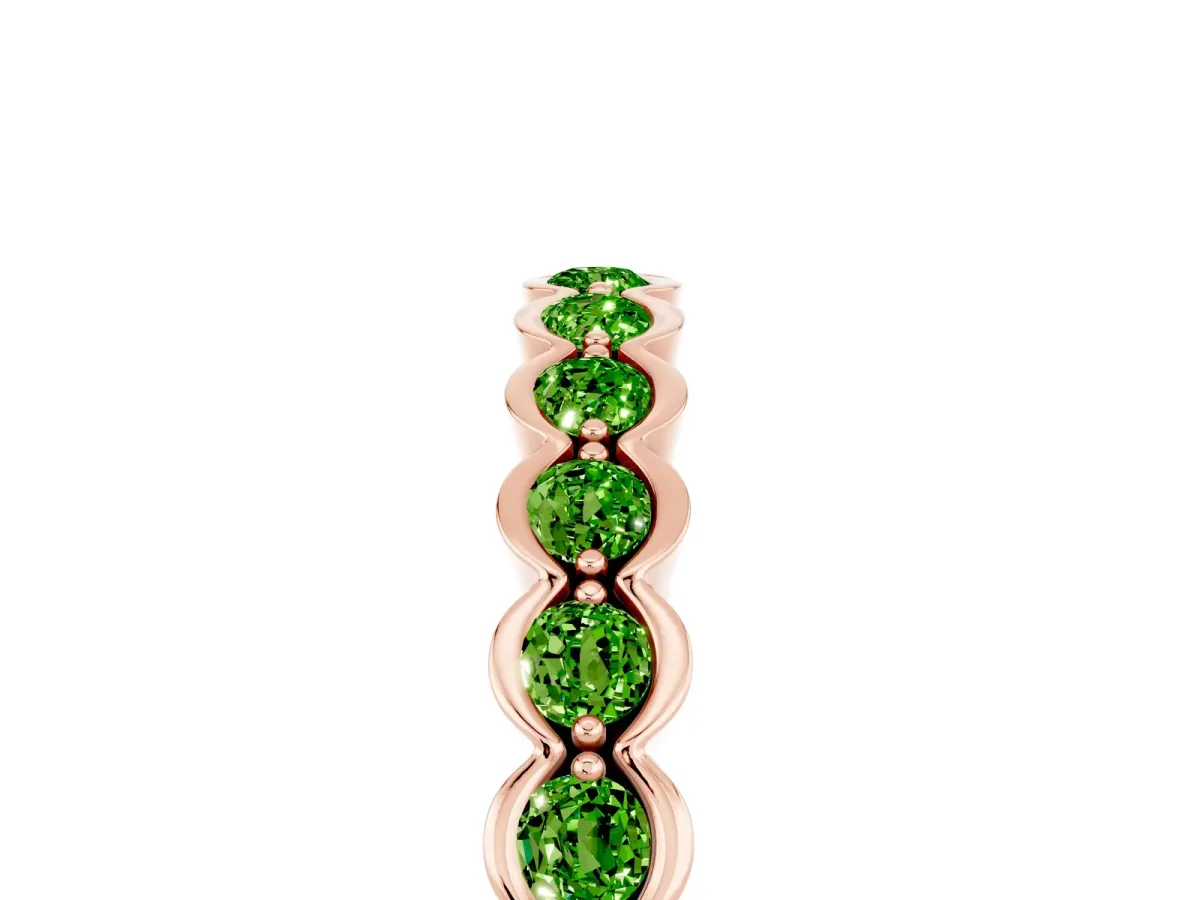 Round Peridot Bezel Set Eternity Band Rose gold