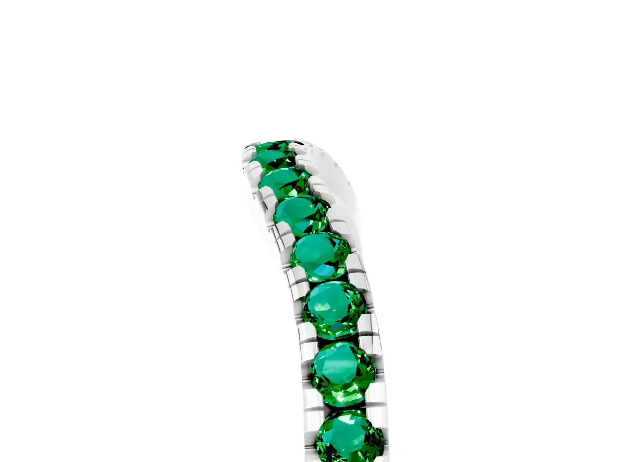 Emerald Pavé Curved Wedding Band Silver