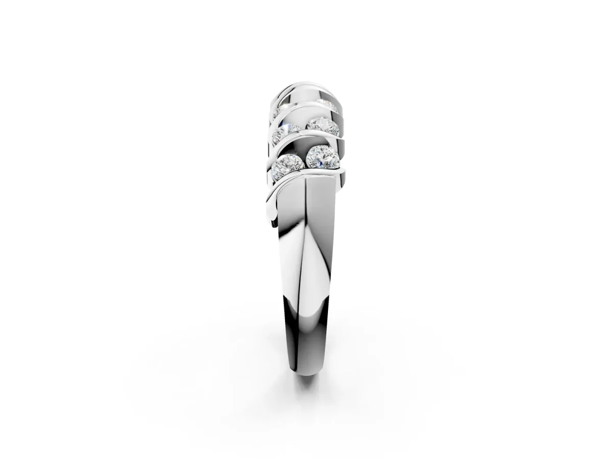 Channel Set Round Diamond Multi-Row Band White gold