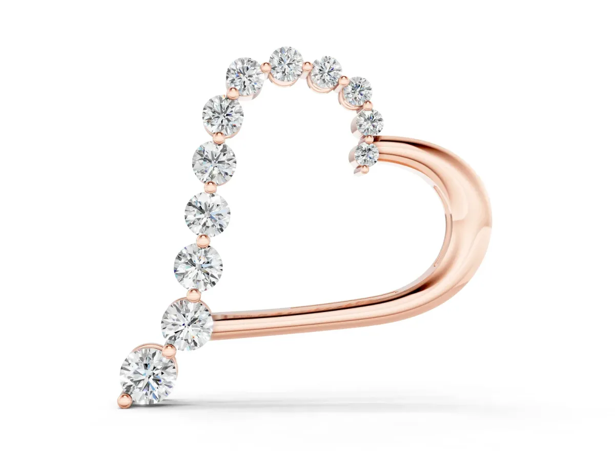 Round Diamond Prong-Set Heart Pendant Rose gold