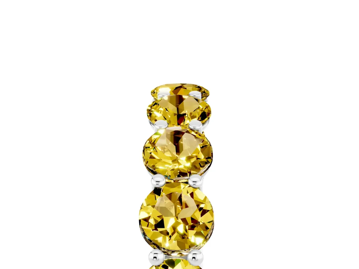 Round Yellow Sapphire Shared Prong Eternity Band Platinum