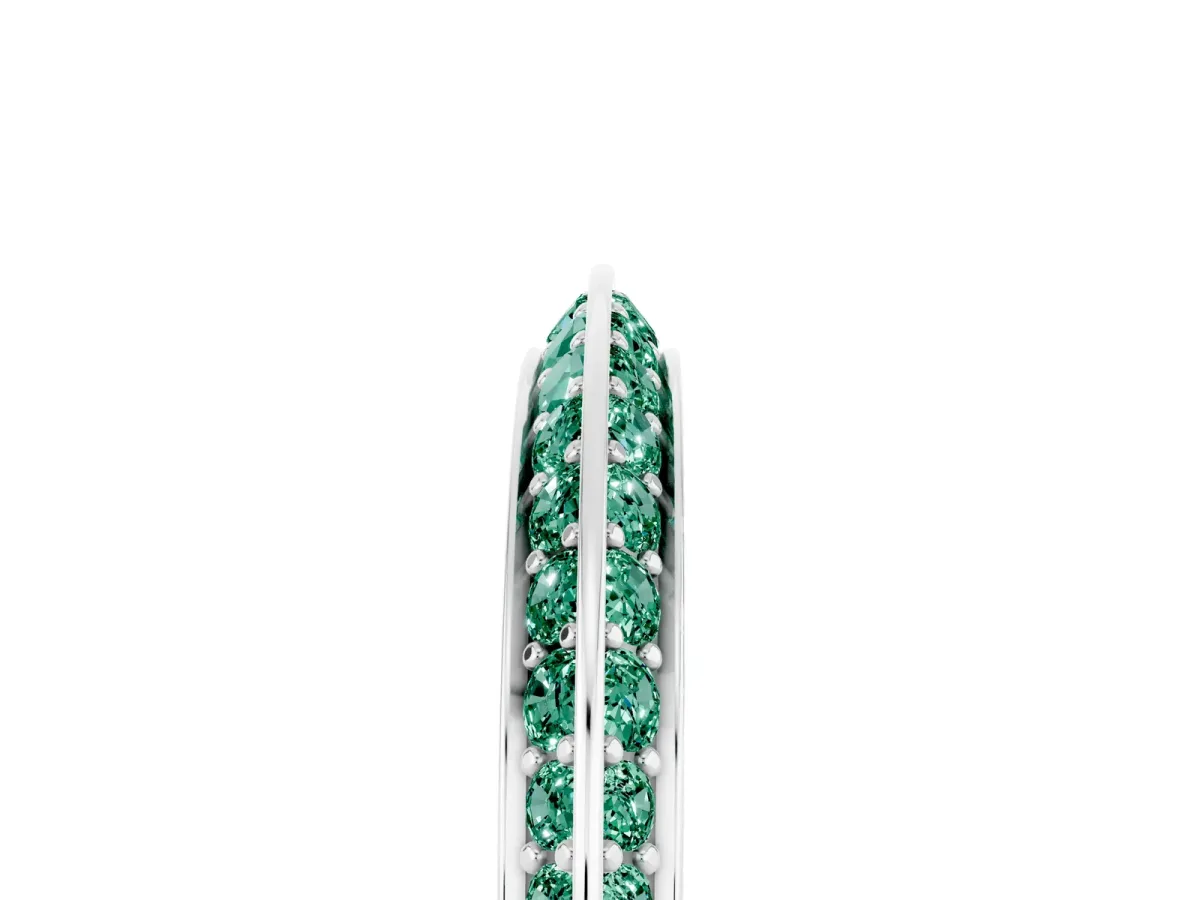 Double Row Pavé Round Green Sapphire Eternity Band with Channel Setting Platinum
