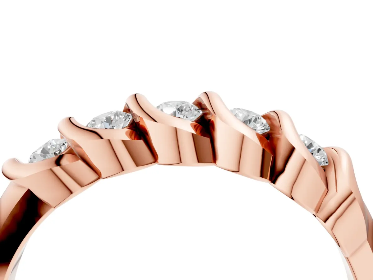 Round Diamond Eternity Band with Twist Prong Setting Rose gold