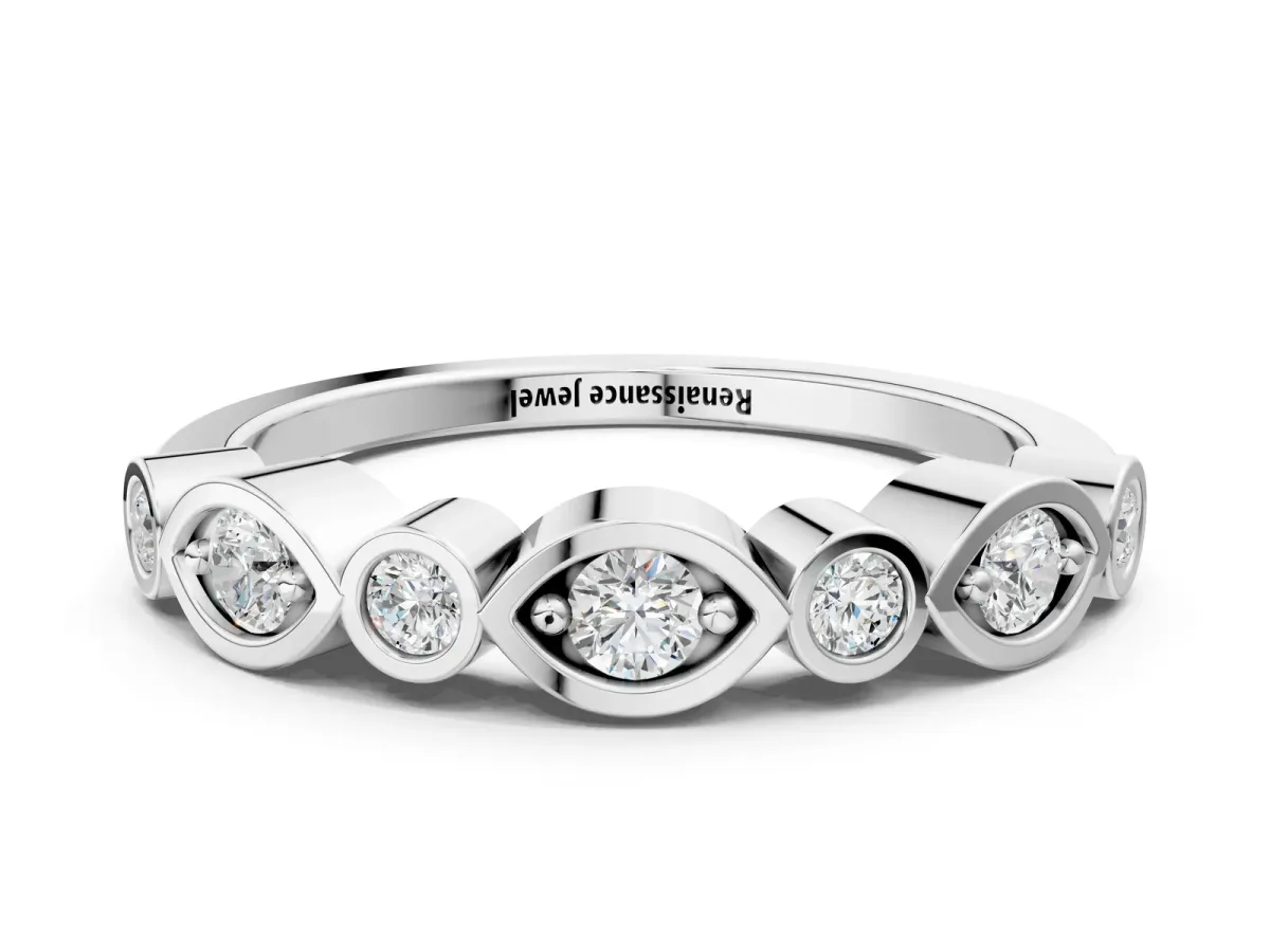 Bezel Set Mixed Shape Diamond Eternity Band Silver