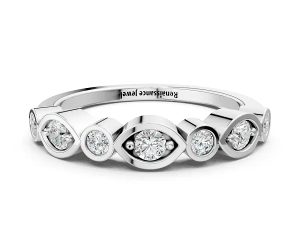 Bezel Set Mixed Shape Diamond Eternity Band Platinum