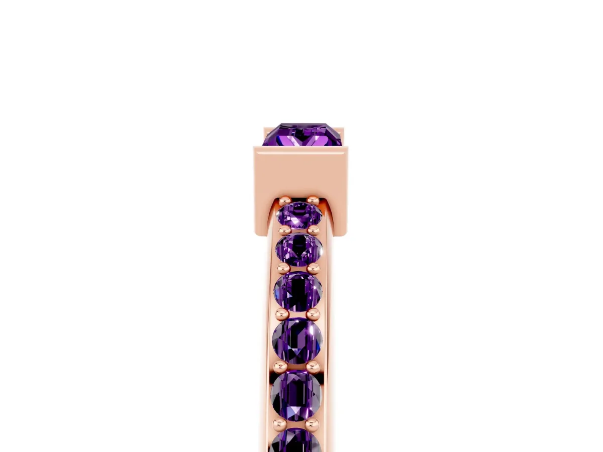 Baguette Amethyst Pavé Band with Bar Setting Rose gold