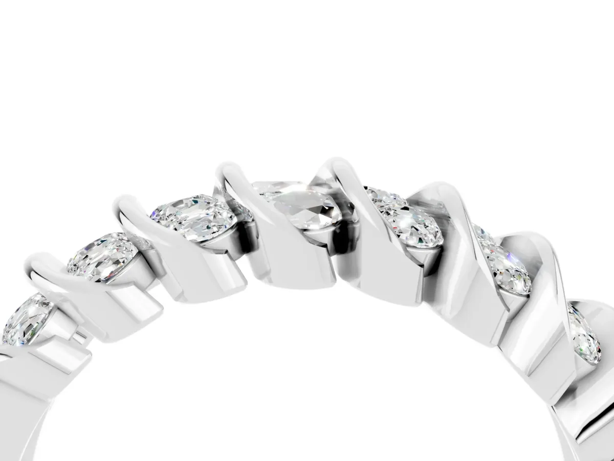 Channel Set Round Moissanite Multi-Row Band Silver