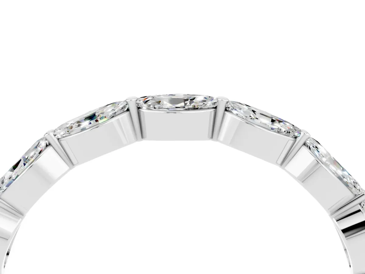 Marquise Moissanite Half Eternity Band with Prong Setting White gold