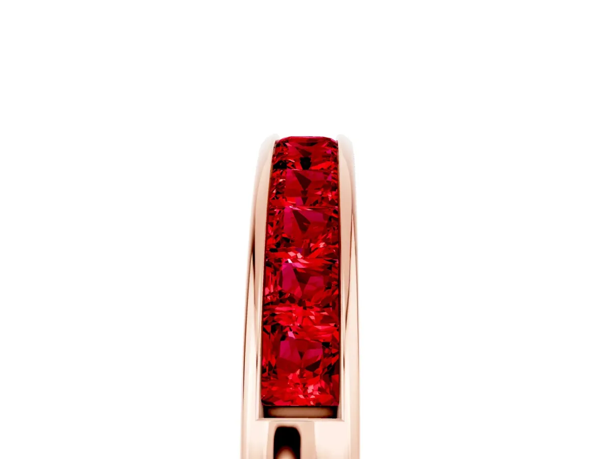 Channel Set Princess Cut Ruby Eternity Band Rose gold