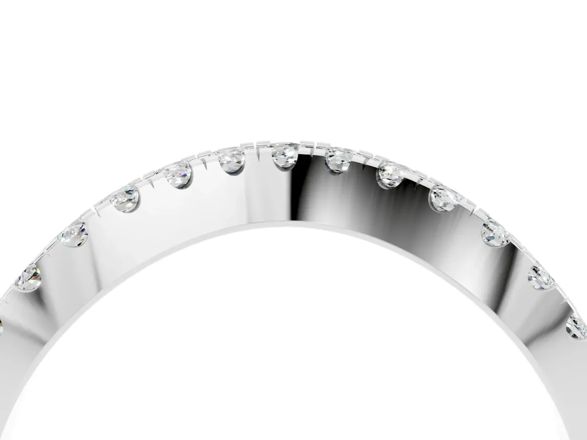 Round Moissanite Pavé Curved Band with Shared Prong Setting Platinum