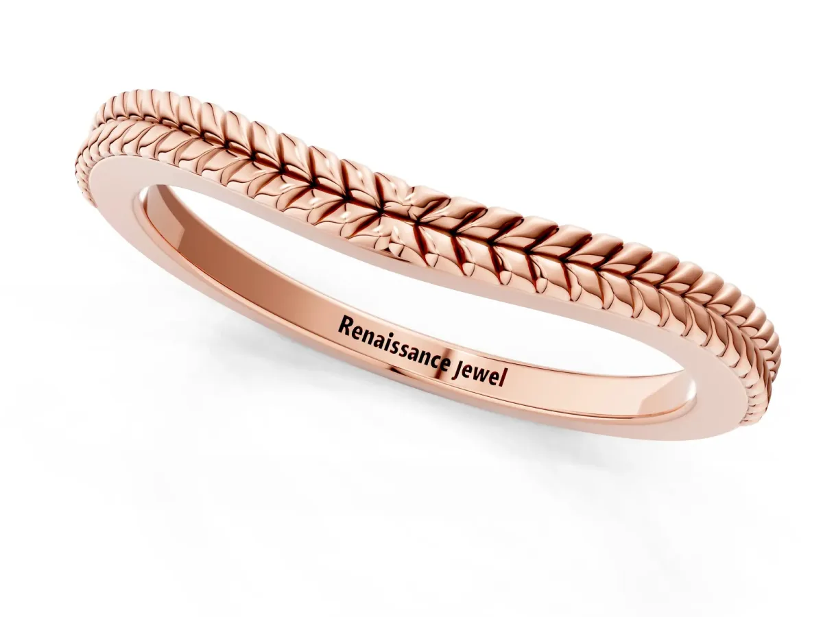 Milgrain Twist Contour Wedding Band Rose gold