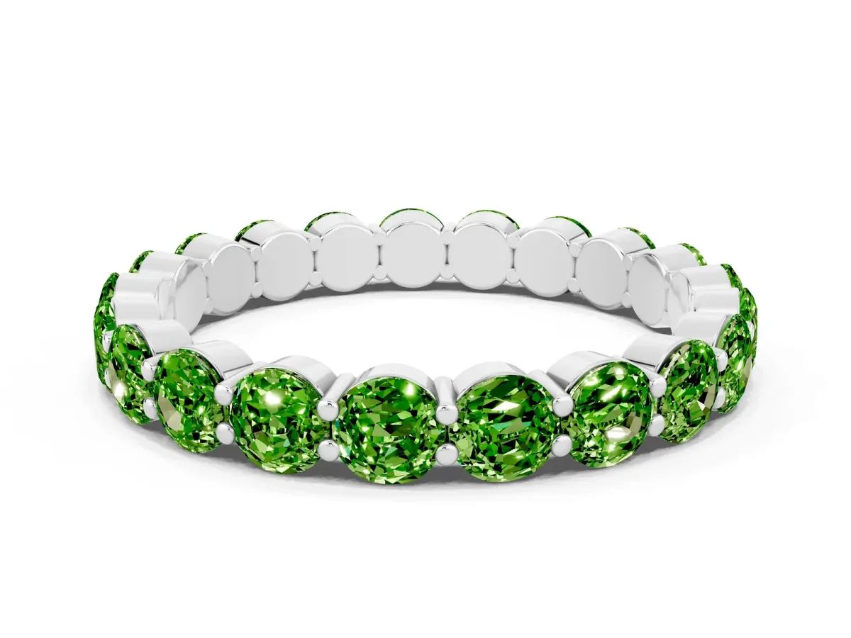 Round Peridot Eternity Band with U-Prong Setting Silver