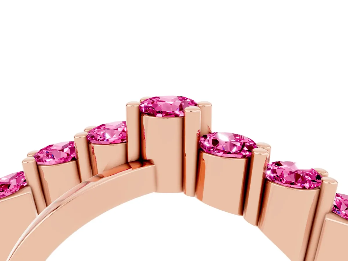 Round Pink Sapphire Prong-Set Crossover Band Rose gold
