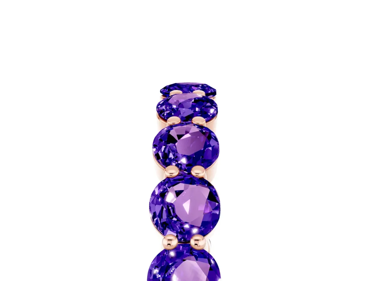 Round Tanzanite Eternity Band with U-Prong Setting Rose gold