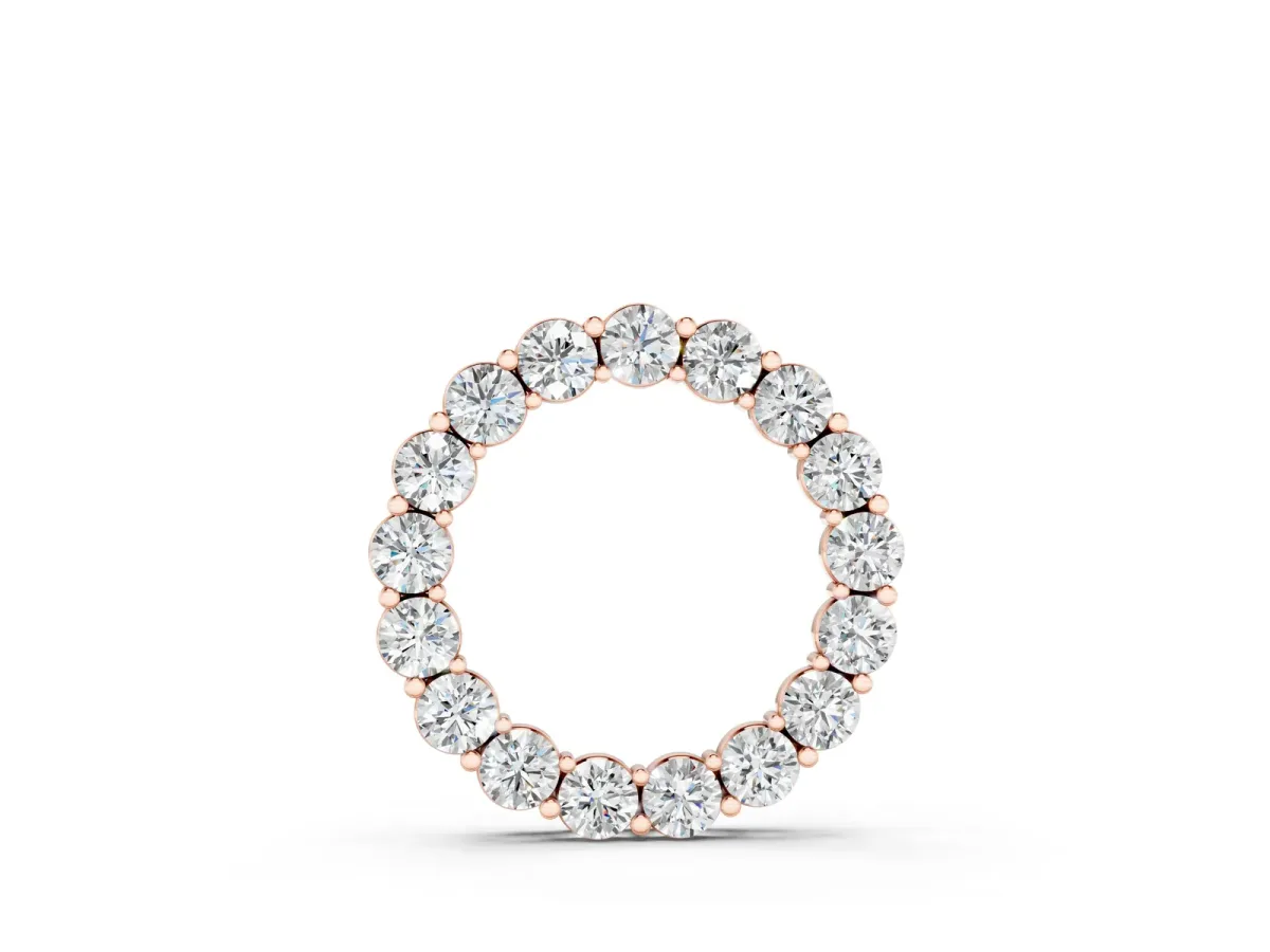Round Diamond Circle Pendant with Prong Setting Rose gold