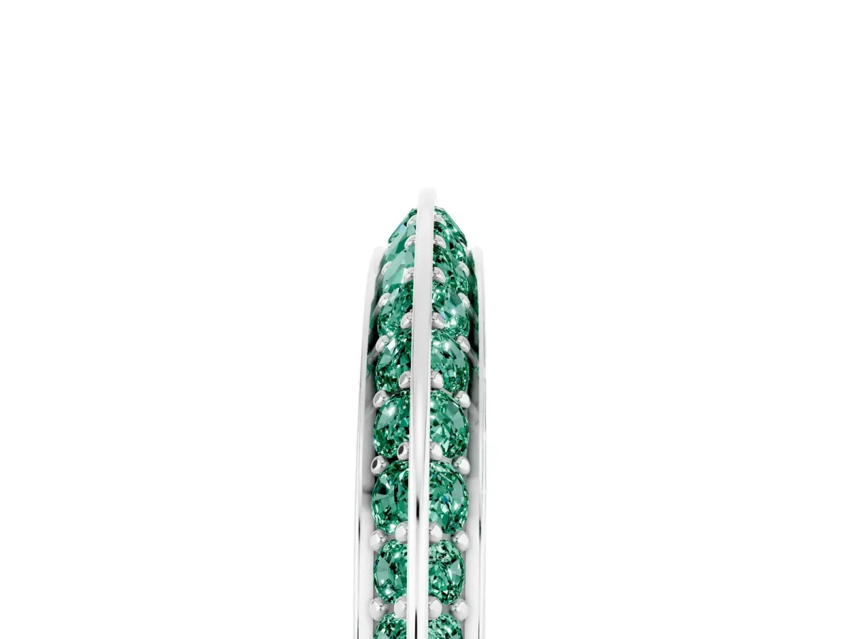 Double Row Pavé Round Green Sapphire Eternity Band with Channel Setting Platinum
