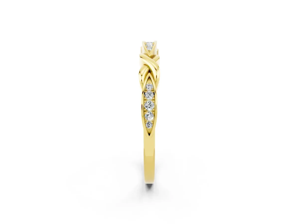 Twisted Marquise Moissanite Pavé Band with Shared Prong Setting Yellow gold