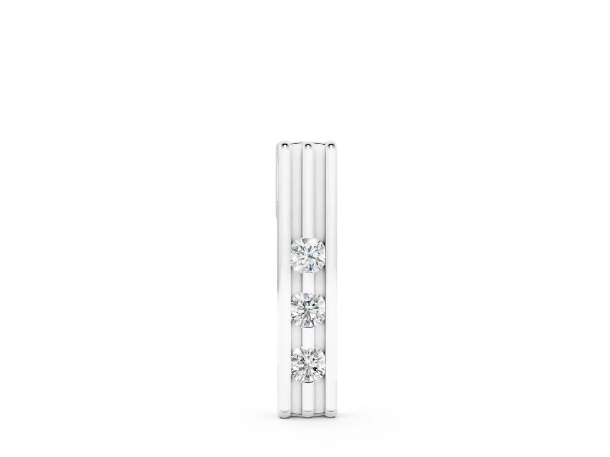 Three-Stone Round Channel Set Pendant Silver