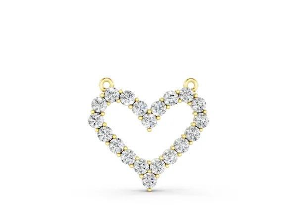 Prong-Set Round Diamond Heart Pendant Yellow gold