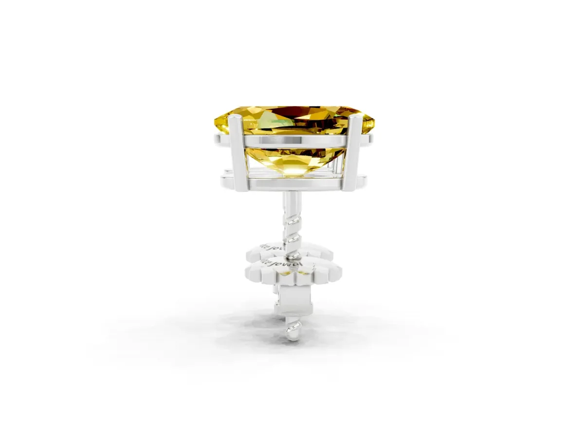Oval Cut Yellow Sapphire Stud Earrings Platinum