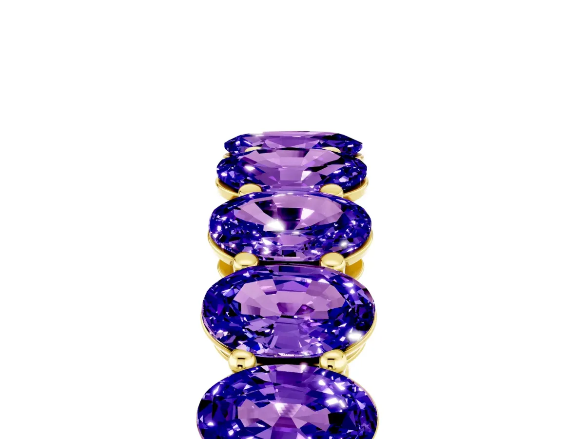 Oval Cut Tanzanite Eternity Band with Shared Prong Setting Yellow gold