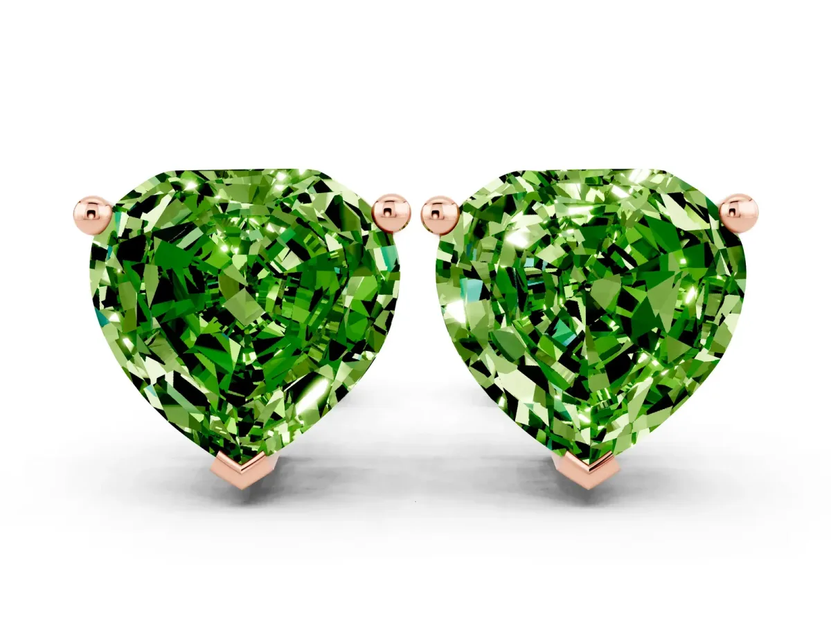 Heart Cut Peridot Stud Earrings Rose gold