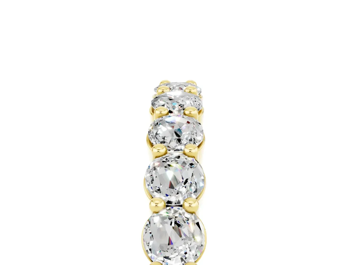 Round Moissanite Half Eternity Band with Prong Setting Yellow gold