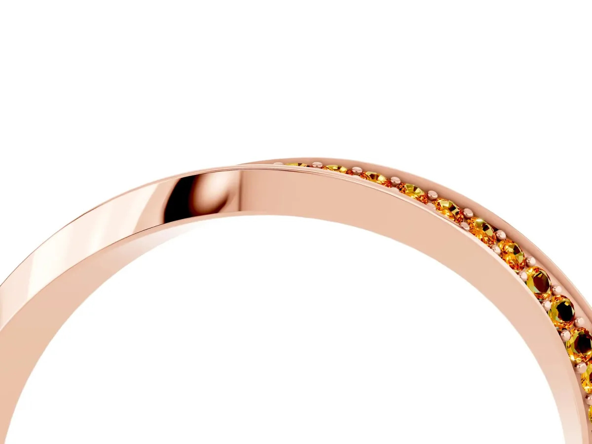 Pavé Round Citrine Twist Band Rose gold