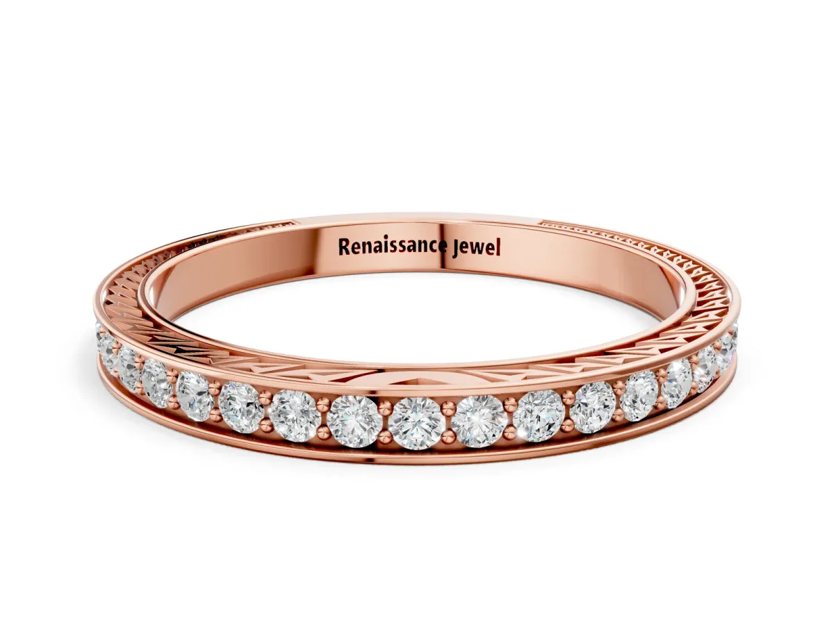 Round Cut Diamond Pavé Eternity Band with Channel Setting Rose gold