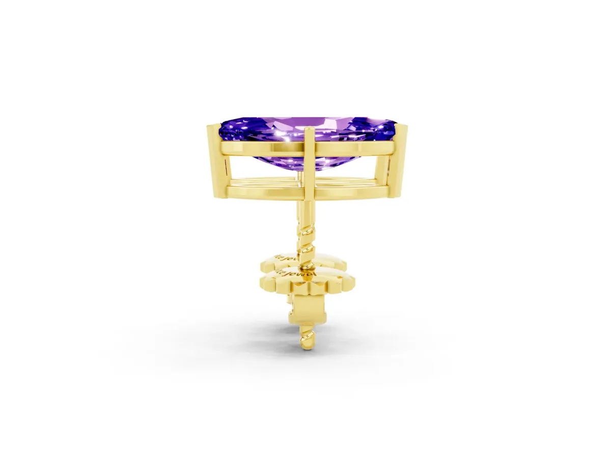 Marquise Cut Tanzanite Stud Earrings Yellow gold