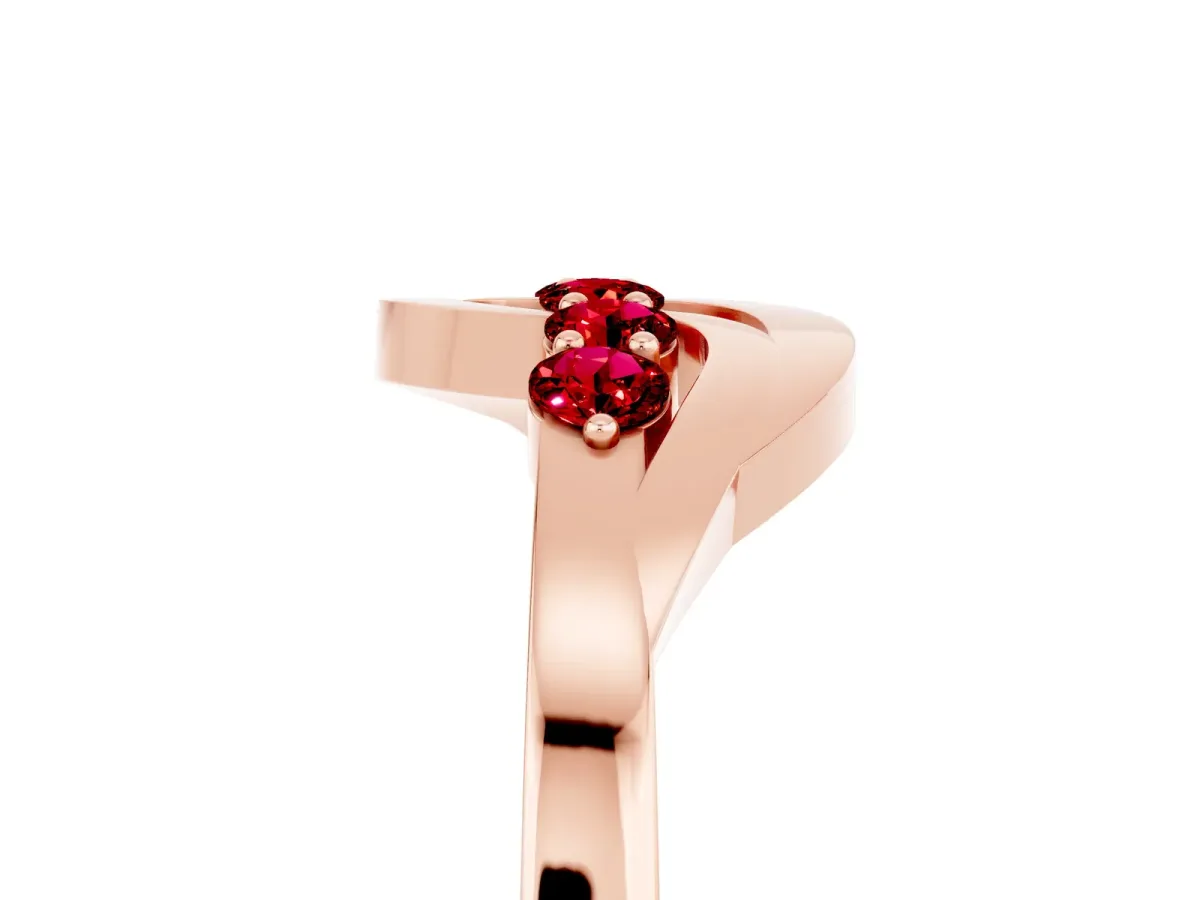 Five-Stone Round Ruby Crossover Band with Prong Setting Rose gold