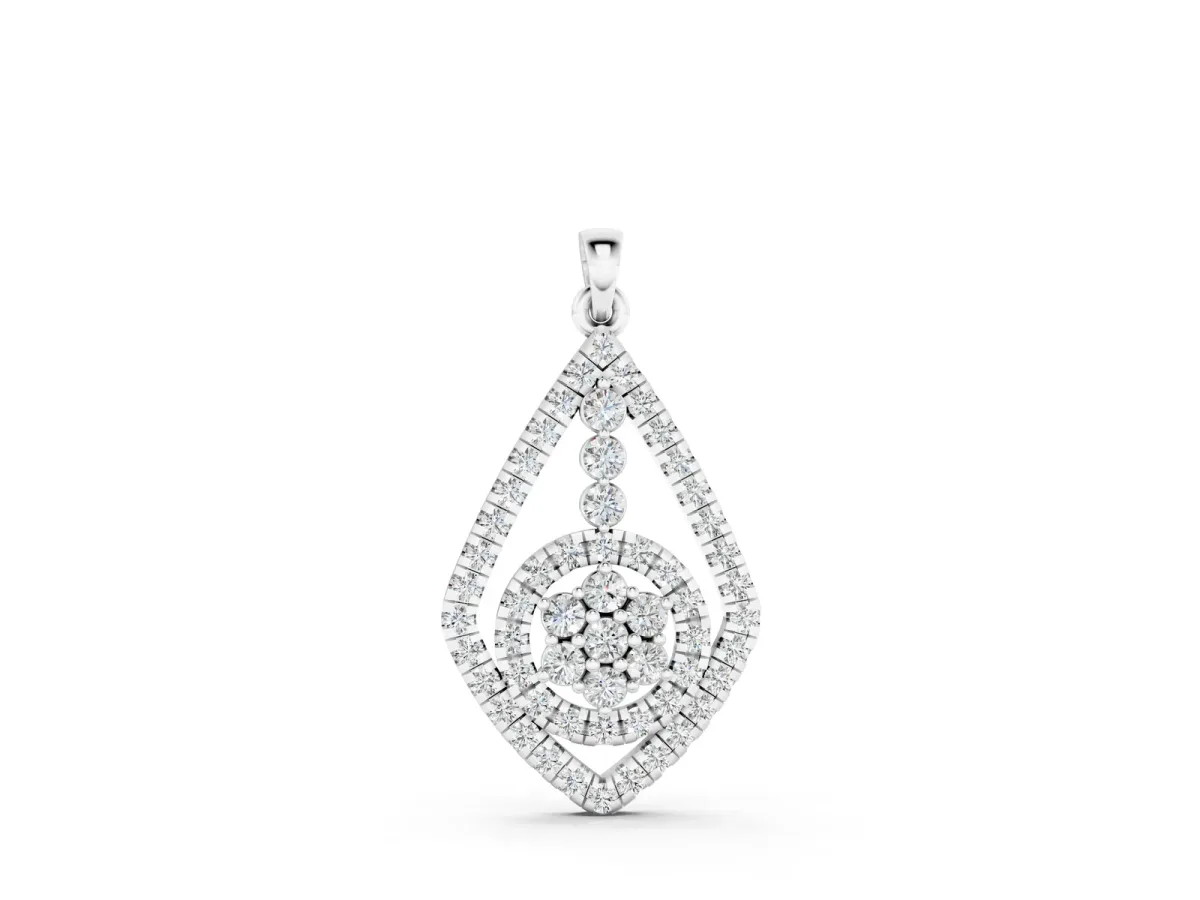 Diamond Halo Pendant with Pavé Setting White gold