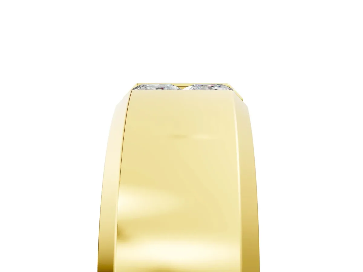 Princess Diamond Two-Stone Mens Band Yellow gold
