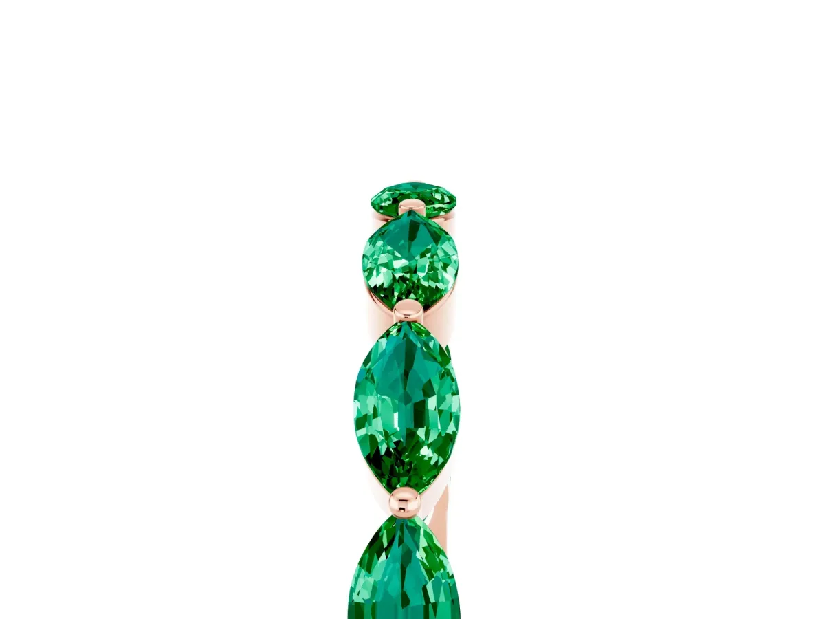 Marquise Emerald Half Eternity Band with Prong Setting Rose gold