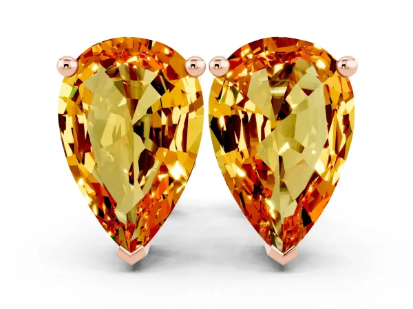 Pear Cut Citrine Stud Earrings Rose gold