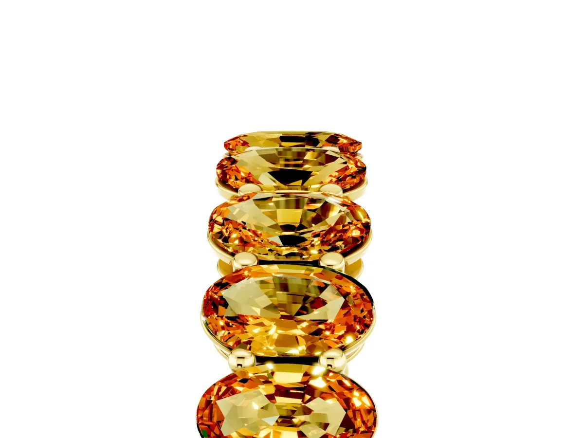 Oval Cut Citrine Eternity Band with Shared Prong Setting Yellow gold