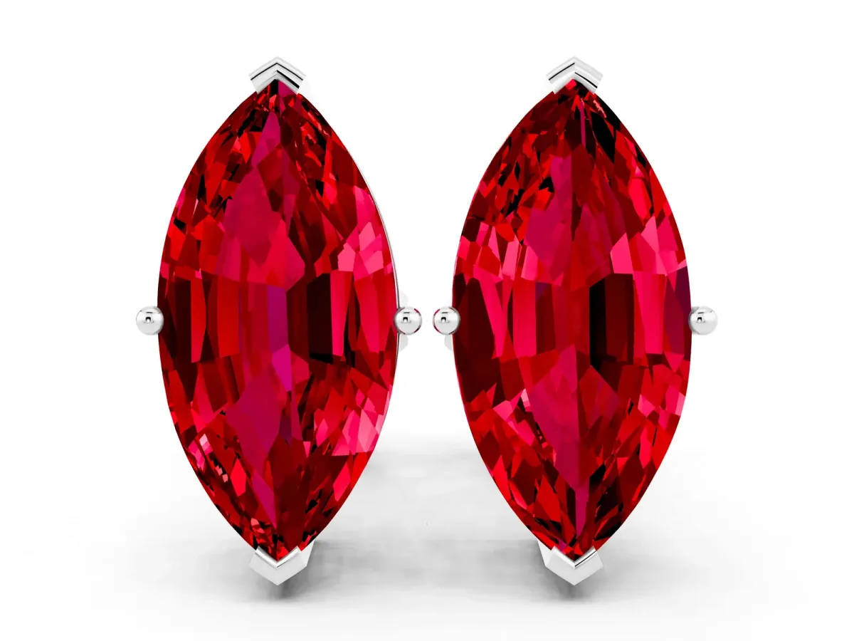 Marquise Cut Ruby Stud Earrings White gold