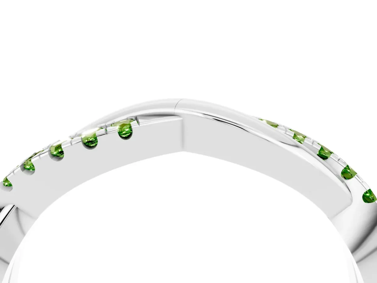 Round Peridot Twisted Infinity Band with Prong Setting White gold