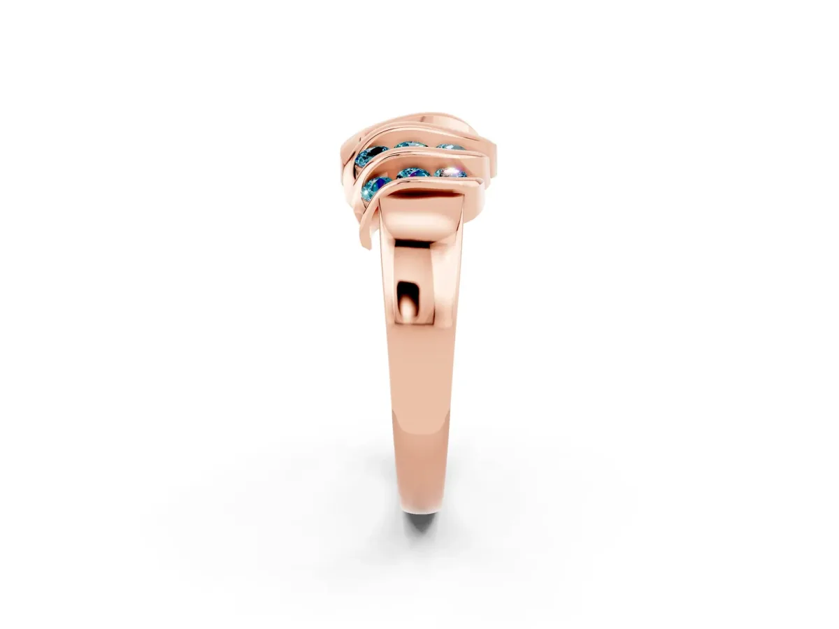 Round Blue Topaz Multi-Row Crossover Band Rose gold