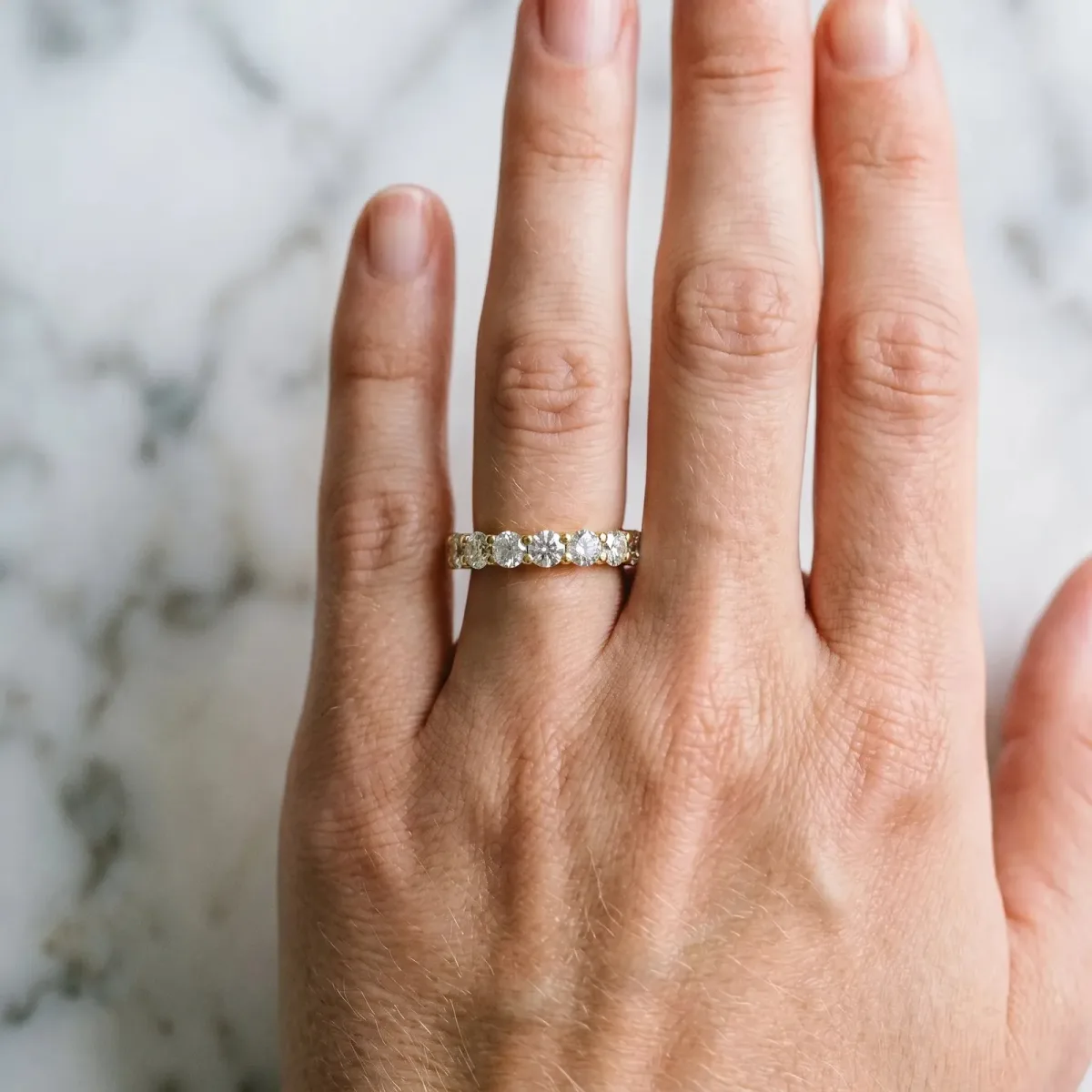 Round Diamond Eternity Band with U-Prong Setting Yellow gold