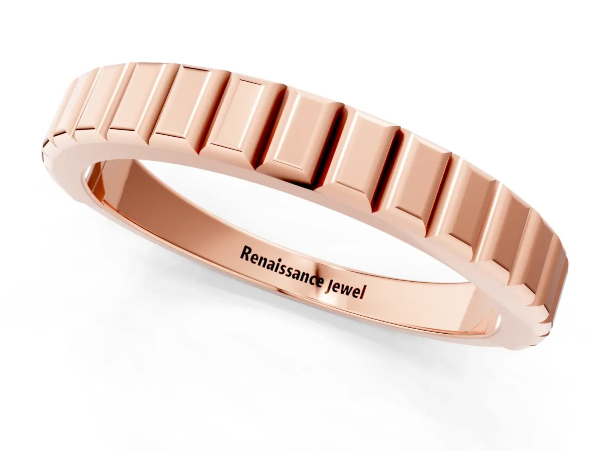 White Gold Ribbed Eternity Band Rose gold