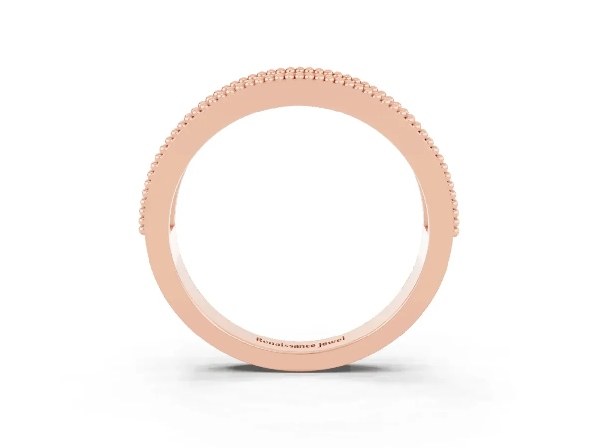 Round Morganite Twist Milgrain Band with Bezel Setting Rose gold
